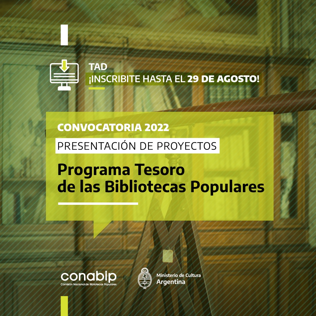 Abrió la convocatoria al Programa “Tesoro de las Bibliotecas Populares 2022”