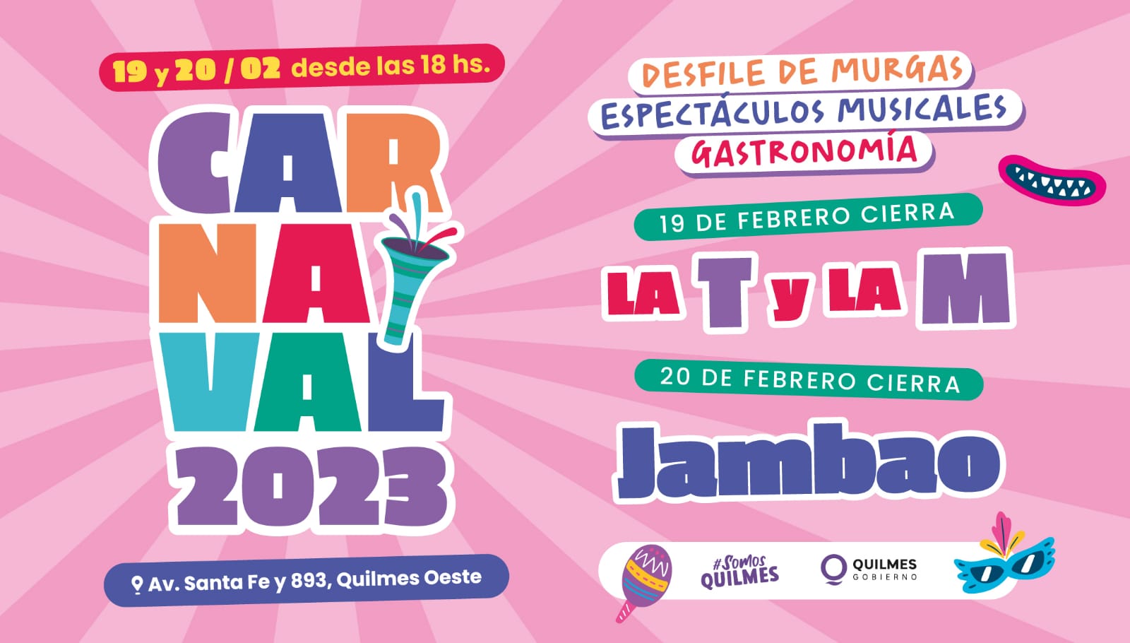 QUILMES SE PREPARA PARA FESTEJAR EL CARNAVAL JUNTO A LAS BANDAS DE CUMBIA “LA T Y LA M” y “JAMBAO”