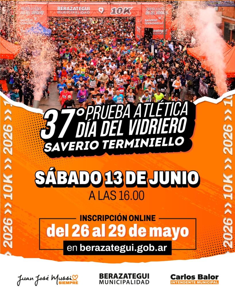 berazategui se viene la 37° prueba atlética 10k día del vidriero