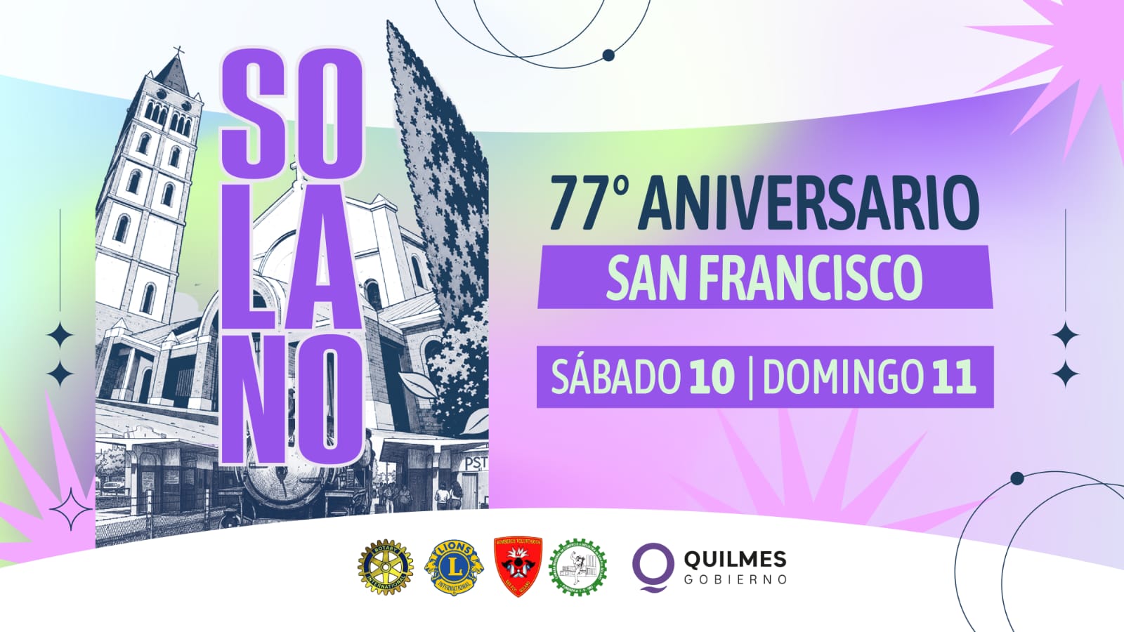 SAN FRANCISCO SOLANO FESTEJA SUS 77 AÑOS CON DESFILE, FERIAS, MÚSICA Y SHOWS EN VIVO Y UN CIERRE TROPICAL A CARGO DE RODRIGO TAPARI aniversario solano 1